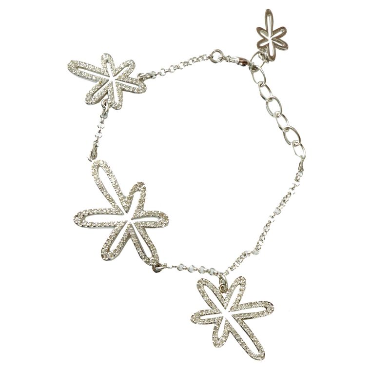 Pulseira-Swarovski-Flores-Prateada