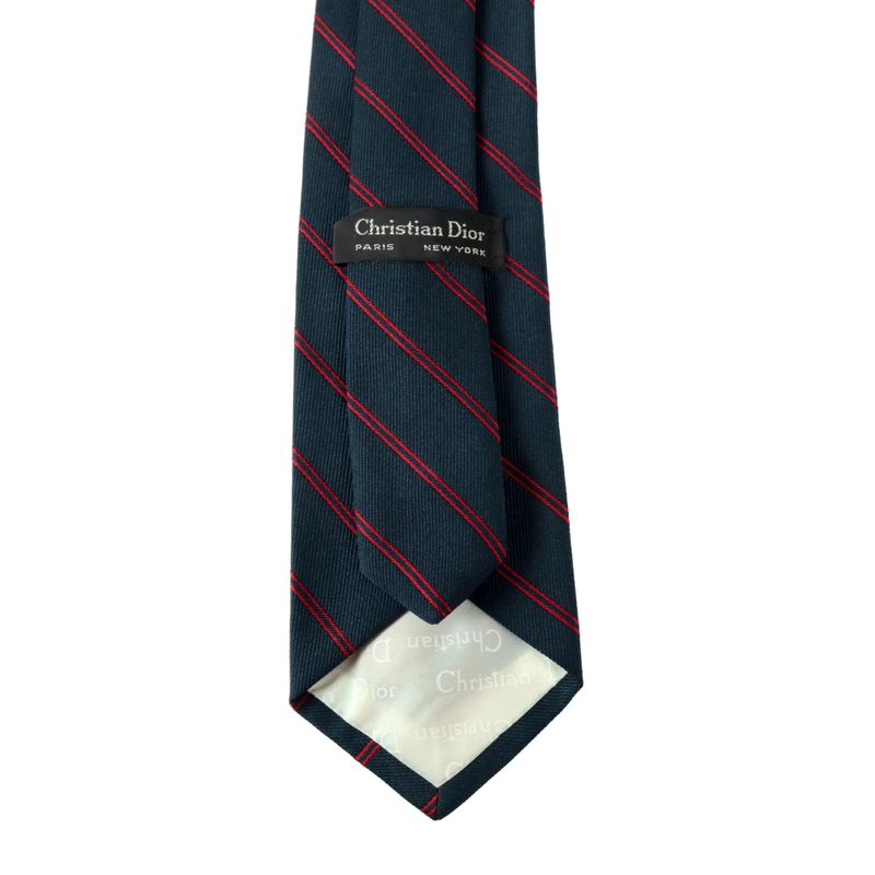 Gravata-Christian-Dior-Listras-Azul-e-Vermelho-Vintage
