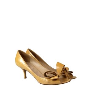 Peep Toe Valentino Verniz Bege