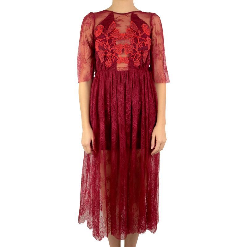 Vestido-Sandro-Renda-Vermelha