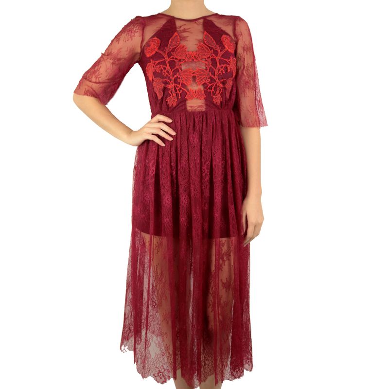 Vestido-Sandro-Renda-Vermelha