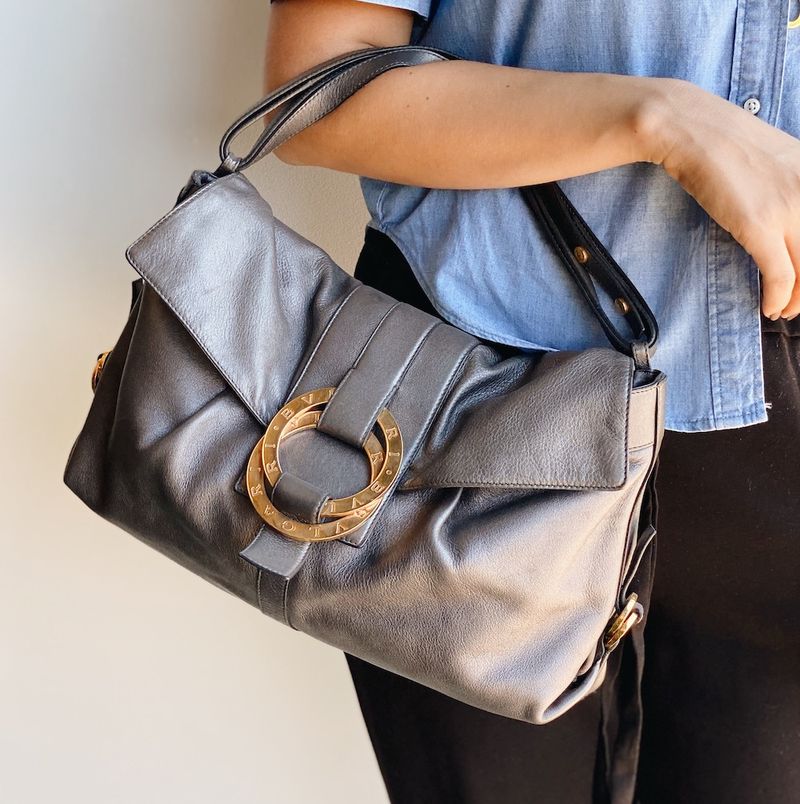 Bolsa-Bulgari-Couro-Chumbo