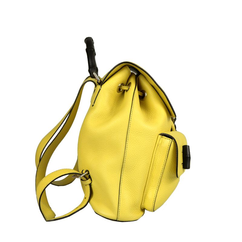 Mochila-Gucci-Bambu-Couro-Amarelo