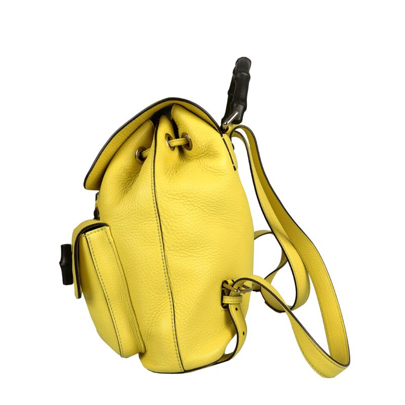 Mochila-Gucci-Bambu-Couro-Amarelo