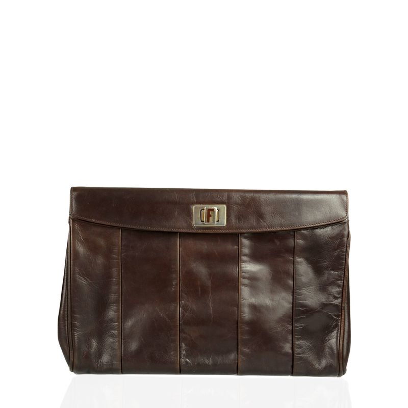 Clutch-Salvatore-Ferragamo-Marrom-Vintage