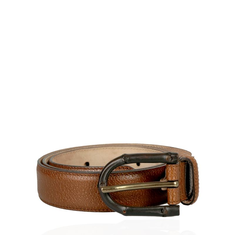Cinto-Gucci-Couro-Marrom-Bambu