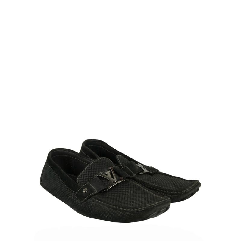 Mocassim-Louis-Vuitton-Camurca-Xadrez-Preto