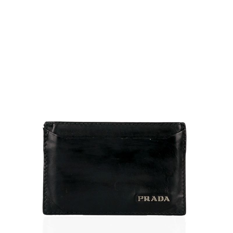 Porta-Cartoes-Prada-Couro-Preto