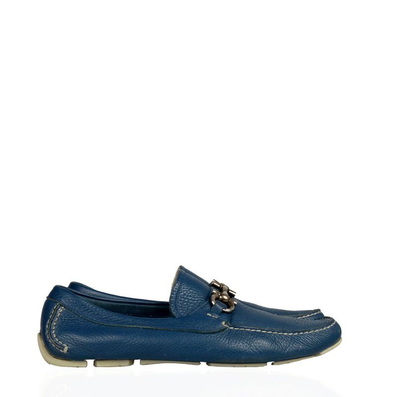Mocassim-Salvatore-Ferragamo-Couro-Azul-Fivela