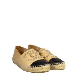 Alpargata Chanel Couro Bicolor com Aplicações