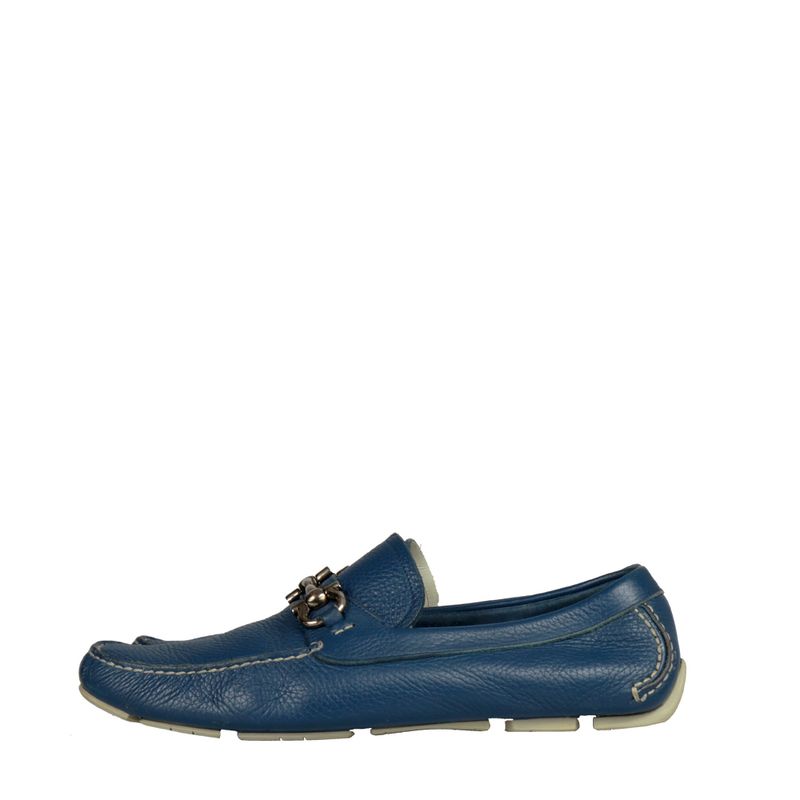 Mocassim-Salvatore-Ferragamo-Couro-Azul-Fivela