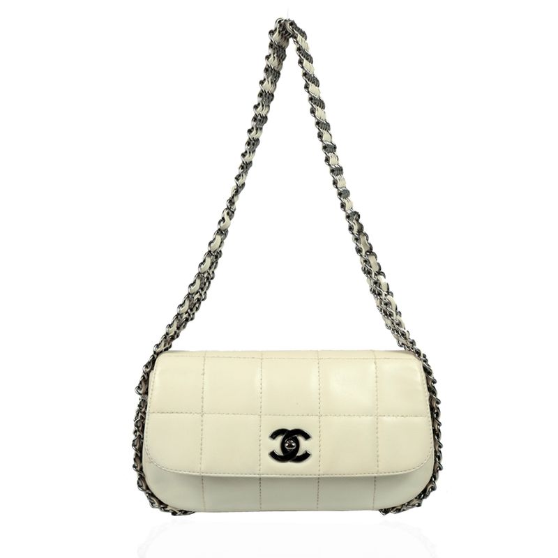Bolsa-Chanel-Chocolate-Bar-Correntes-Branca