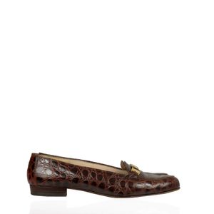 Mocassim Salvatore Ferragamo Couro Croco Marrom Vintage