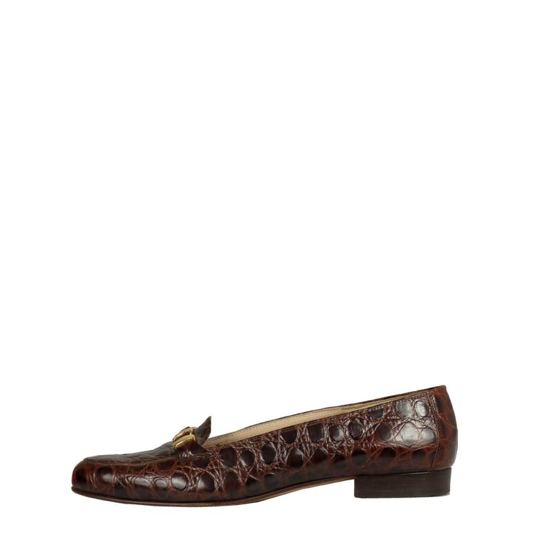 Mocassim-Salvatore-Ferragamo-Couro-Croco-Marrom-Vintage