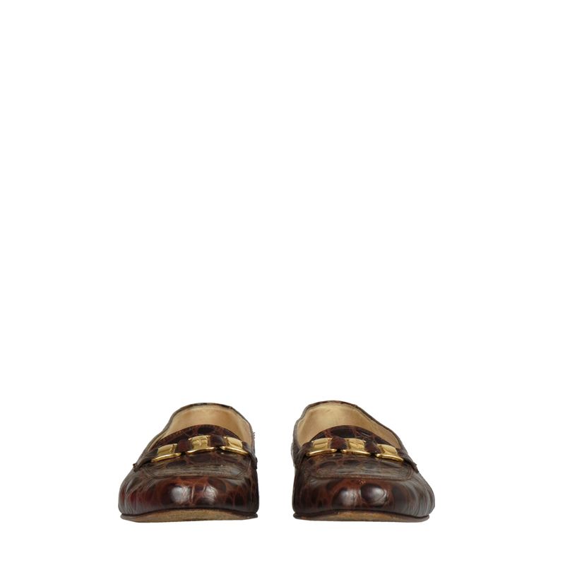 Mocassim-Salvatore-Ferragamo-Couro-Croco-Marrom-Vintage