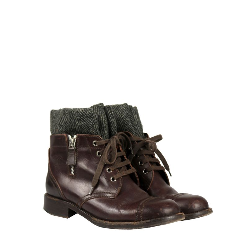 62006-Bota-cano-curto-Chanel-Couro-Marrom