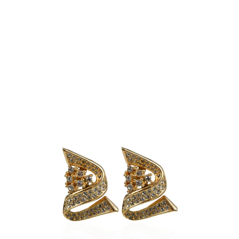 Brinco-de-Pressao-Christian-Dior-Cristais-Dourado-Vintage