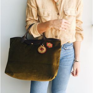 Bolsa Longchamp Veludo Verde
