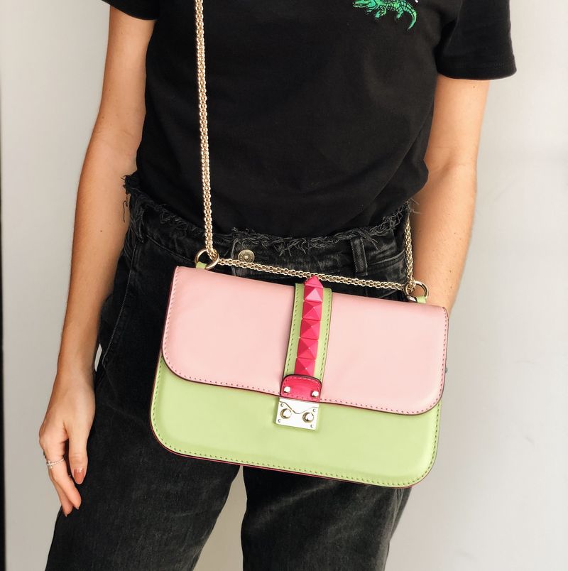 Bolsa-Valentino-Glam-Lock-Bicolor-Verde-e-Rosa