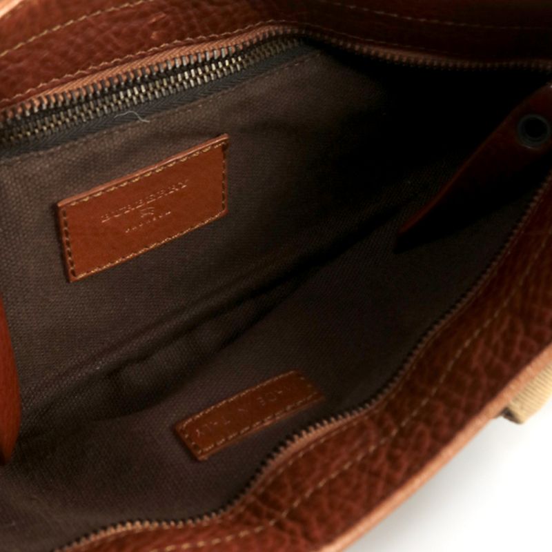 Bolsa-Burberry-Xadrez-e-Couro-Marrom-Pequena