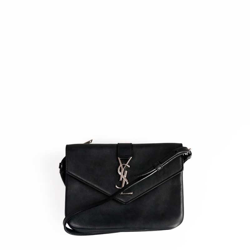 Bolsa-Saint-Laurent-Envelope-Couro-Preto