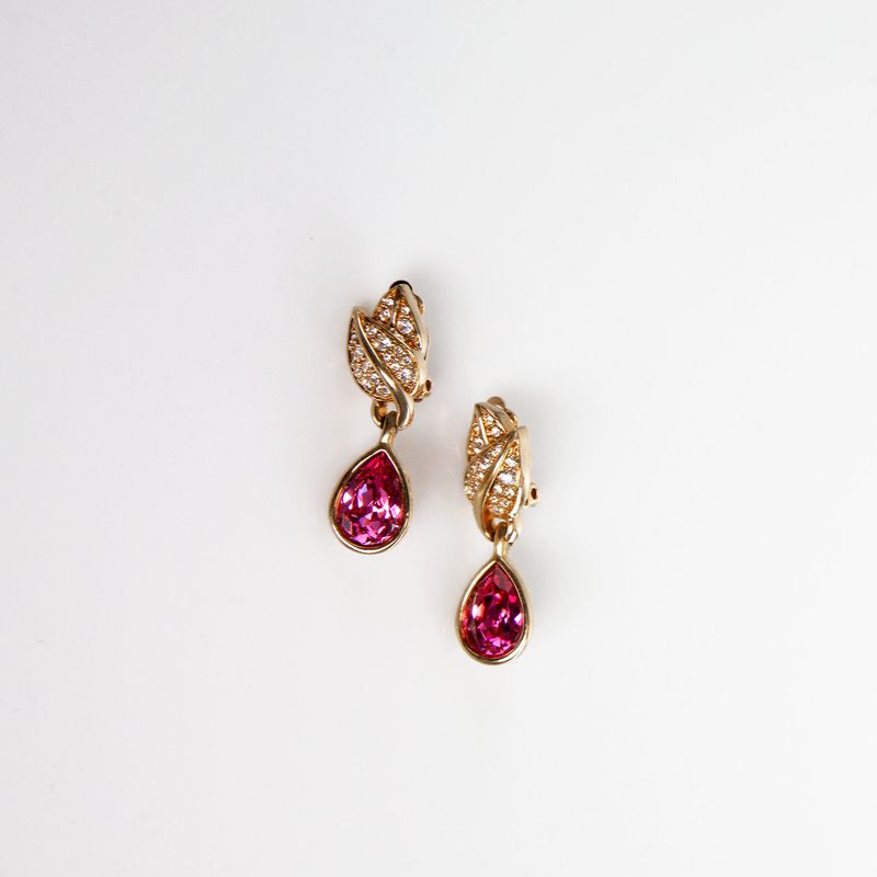 Brinco-de-Pressao-Swarovski-Gota-Rosa