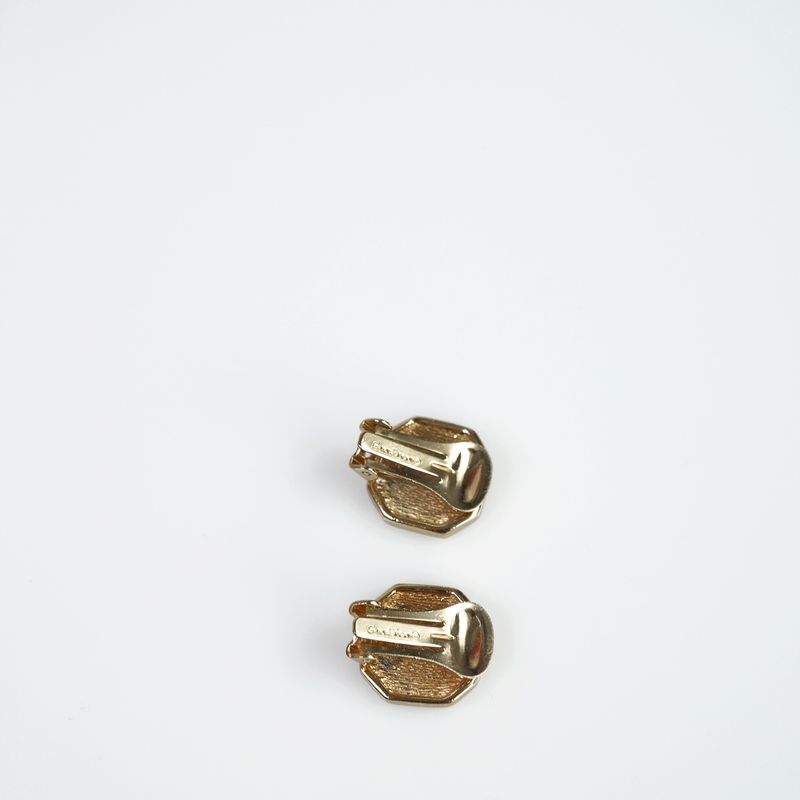 Brinco-de-Pressao-Christian-Dior-Octagonal-Strass-Pedra-Preta