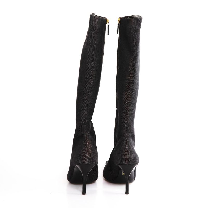 Bota-Gucci-Bico-Fino-Jacquard-Chumbo