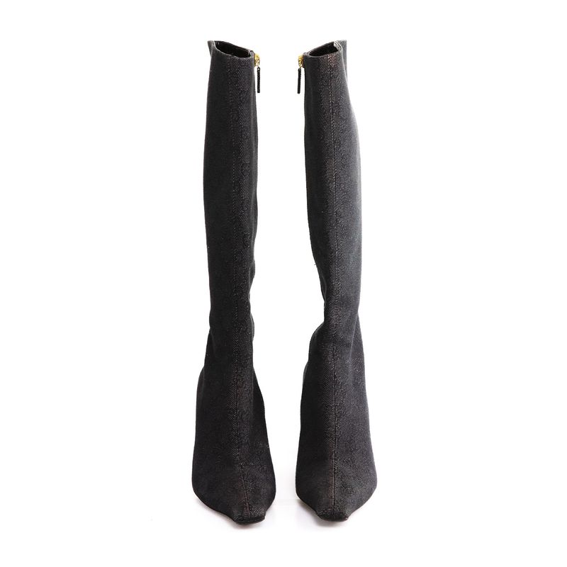 Bota-Gucci-Bico-Fino-Jacquard-Chumbo