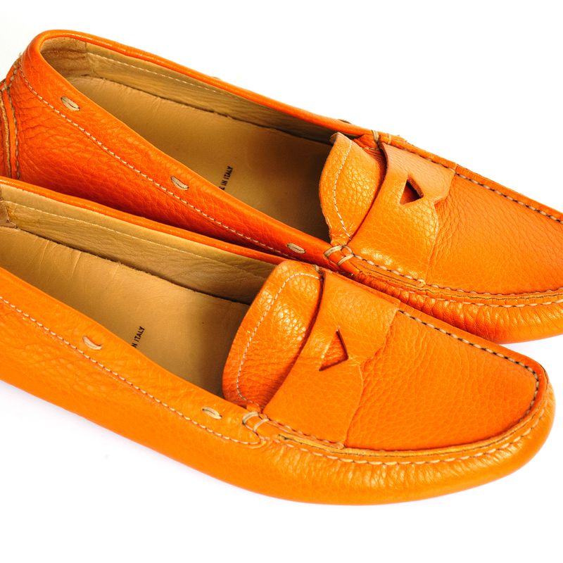 Mocassim-Prada-Couro-Laranja