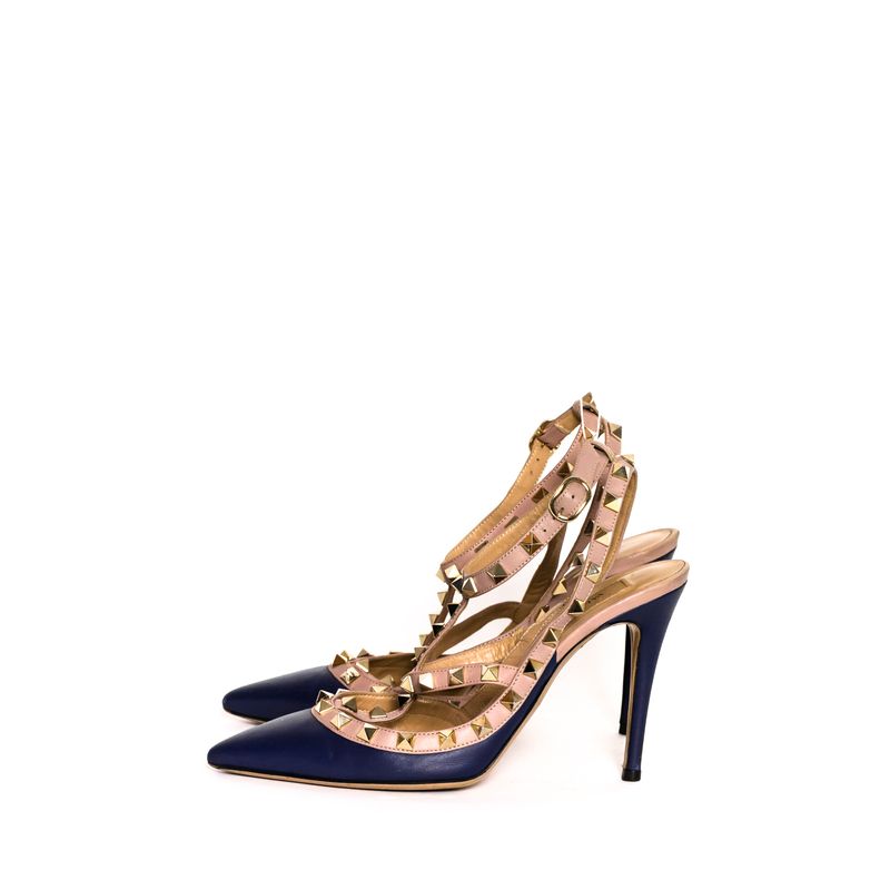 Scarpin-Valentino-Rockstud-Couro-Azul