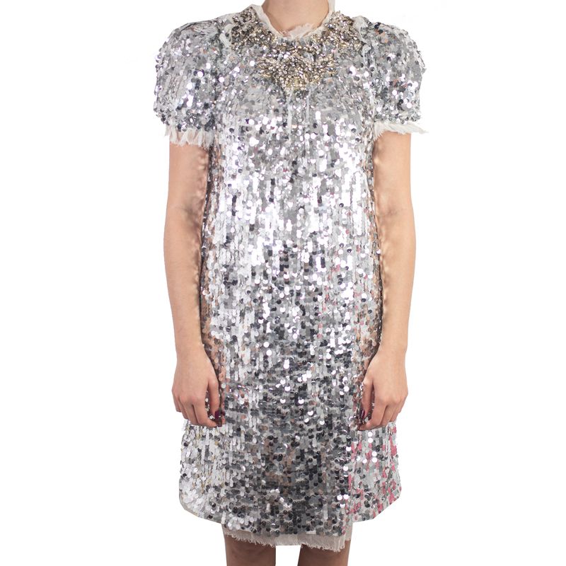 Vestido-Dolce---Gabbana-Paete-Prateado