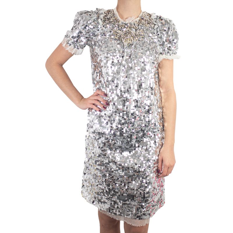 Vestido-Dolce---Gabbana-Paete-Prateado