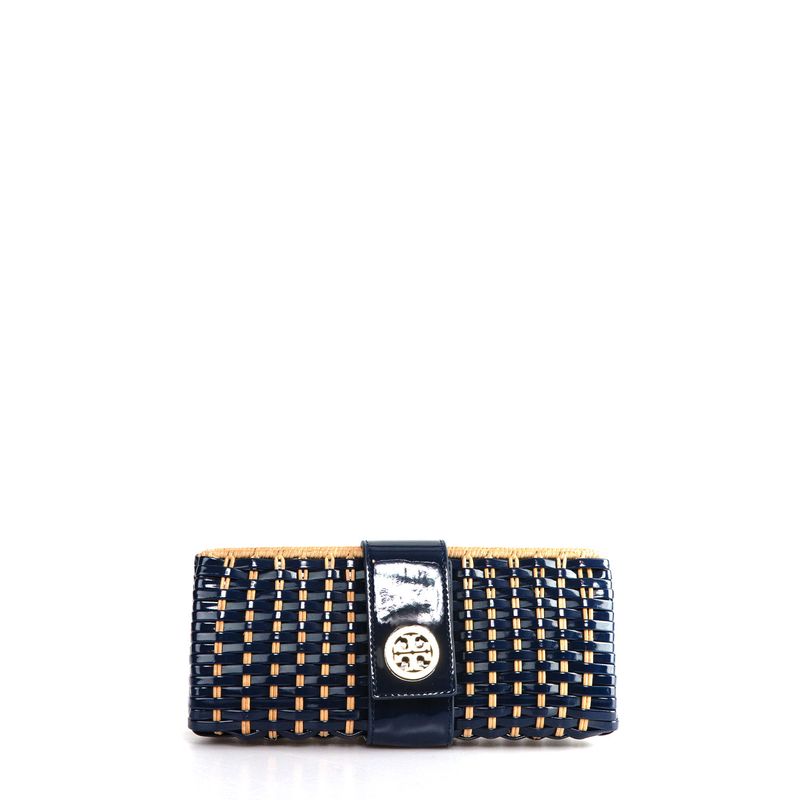Clutch-Tory-Burch-Palha-e-Verniz-Azul