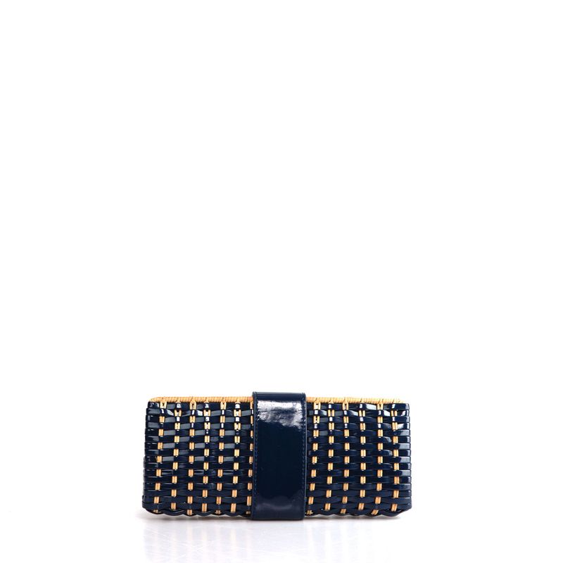 Clutch-Tory-Burch-Palha-e-Verniz-Azul