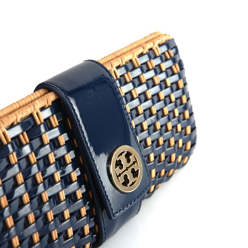 Clutch-Tory-Burch-Palha-e-Verniz-Azul