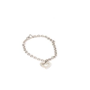 Pulseira Swarovski Coração Corrente Prateada