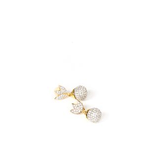 Brinco Swarovski Bola Cravejada Dourada