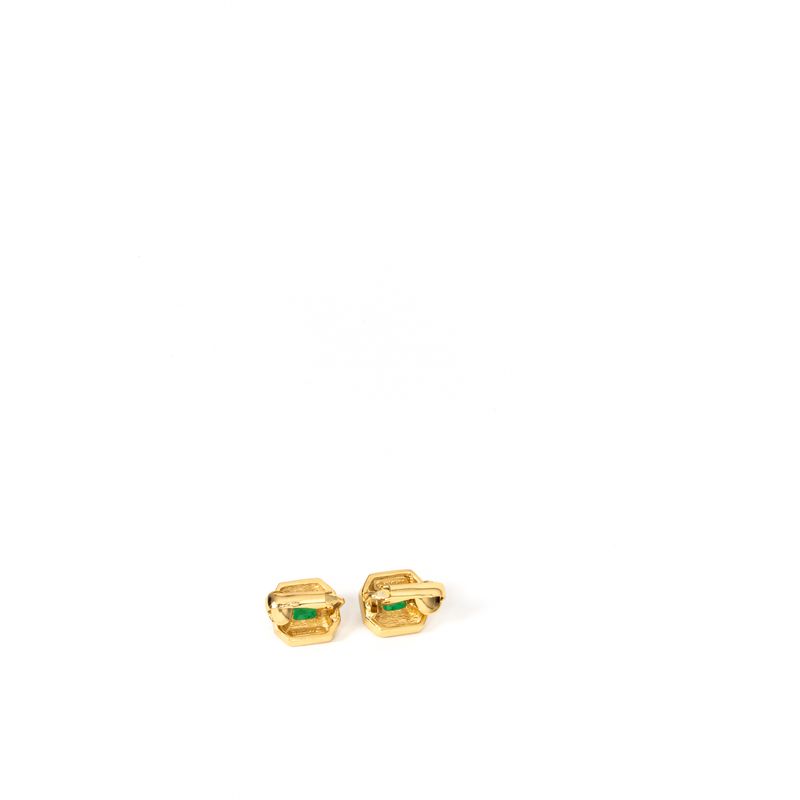 Brinco-de-Pressao-Christian-Dior-Pedra-Verde-Dourado
