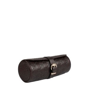 Porta Relogios Gucci Couro Marrom