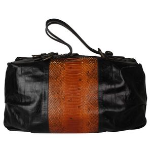 Bolsa Tote Dries Van Noten de Couro/Pyton 3 Preta