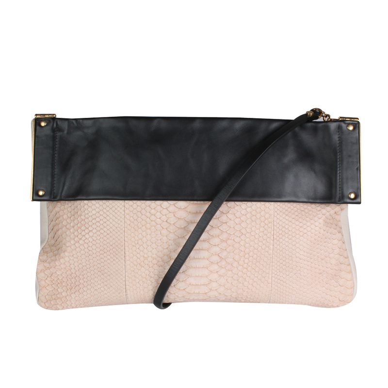 Bolsa-Tiracolo-Lanvin-de-Piton-Nude-e-Preta