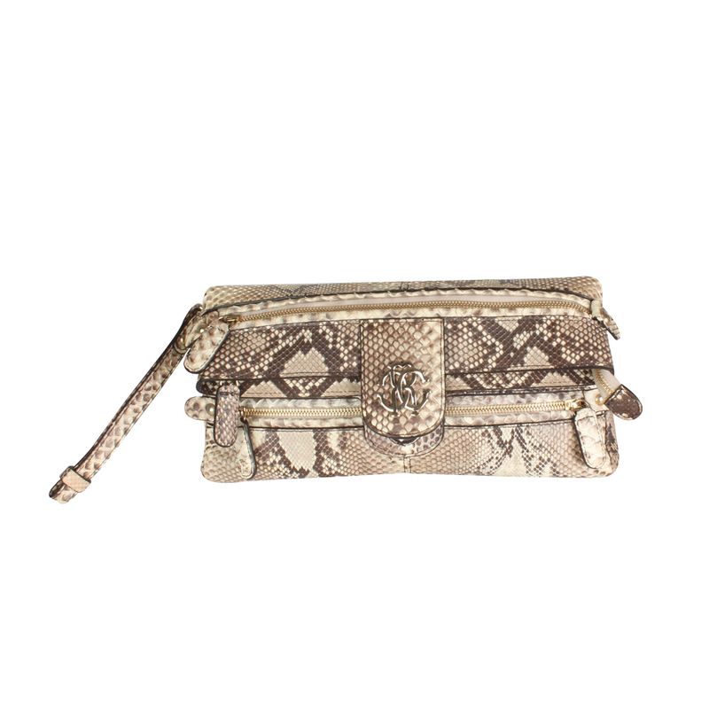 Bolsa-Clutch-Roberto-Cavalli-de-Piton-Creme