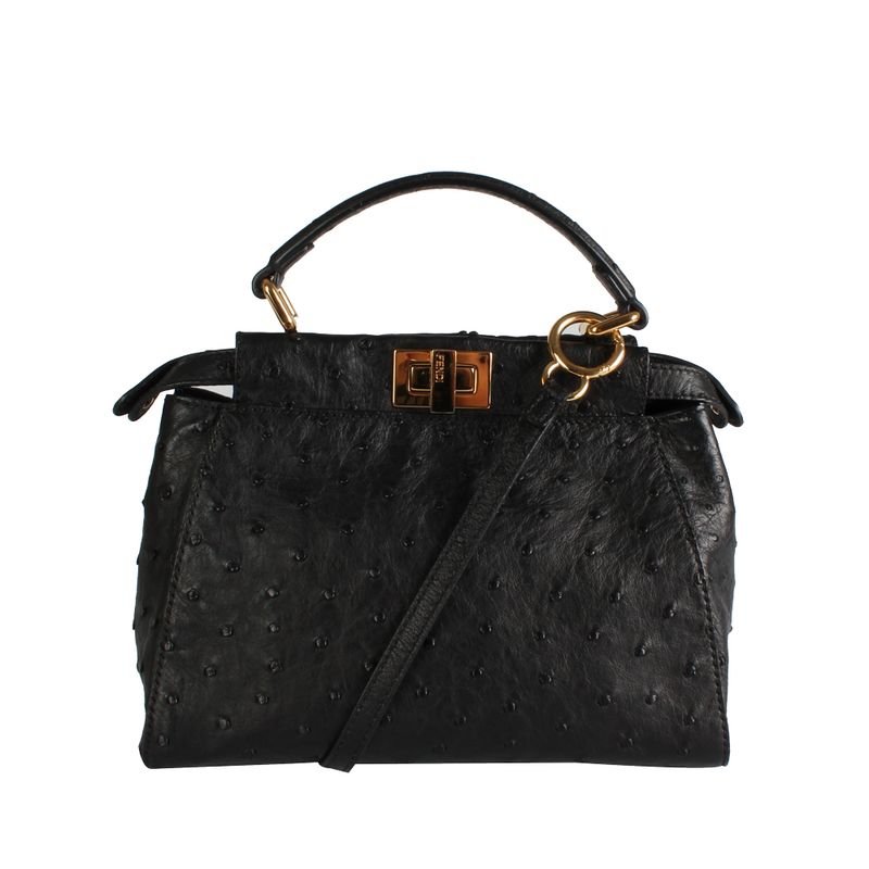 Bolsa-Fendi-Couro-Avestruz-Preta