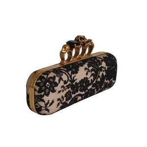 Clutch A. Mc Queen Renda Preto e Creme