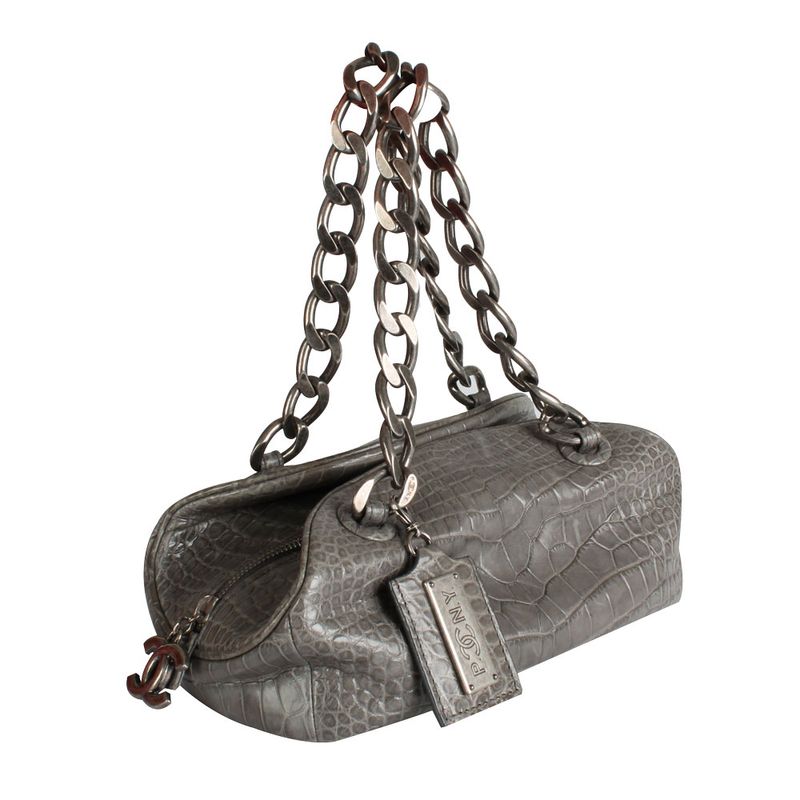 Bolsa-Chanel-Reptil-Cinza