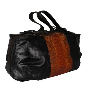 Bolsa Tote Dries Van Noten de Couro/Pyton 3 Preta