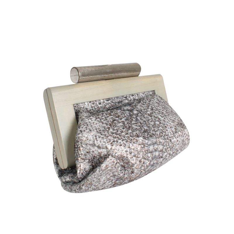 Clutch-Devi-Kroell-de-Piton-Com-Madeira-Cinza