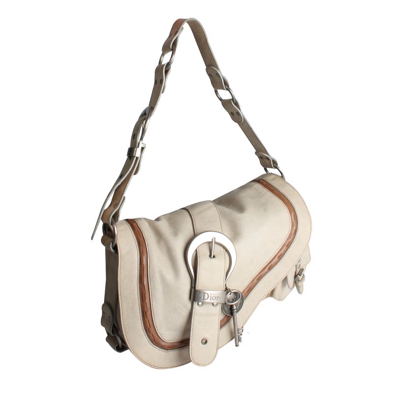 Bolsa-Tote-Christian-Dior-de-Couro-Kaki