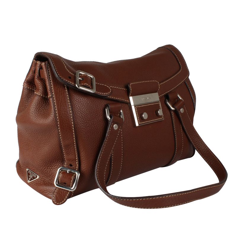 Bolsa-Tote-Prada-de-Couro-Marrom